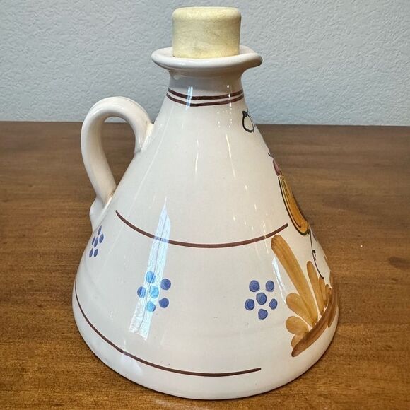 Vintage Giovanni Saldarelli Italy Ceramic Rooster Hand Painted Oil Carafe - Picture 4 of 7